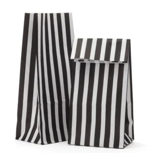 black and white stripe paper bags